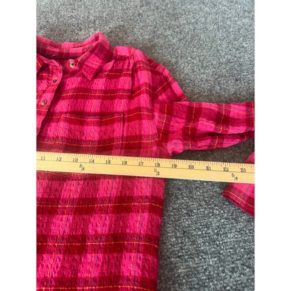 Anthropologie Isadora Women's Plaid popover Oversized Button Down Top Sz XS - Picture 8 of 14